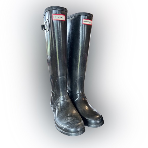 Hunter Original Tall Rain Boots – Black, Size 8 - Picture 1 of 4